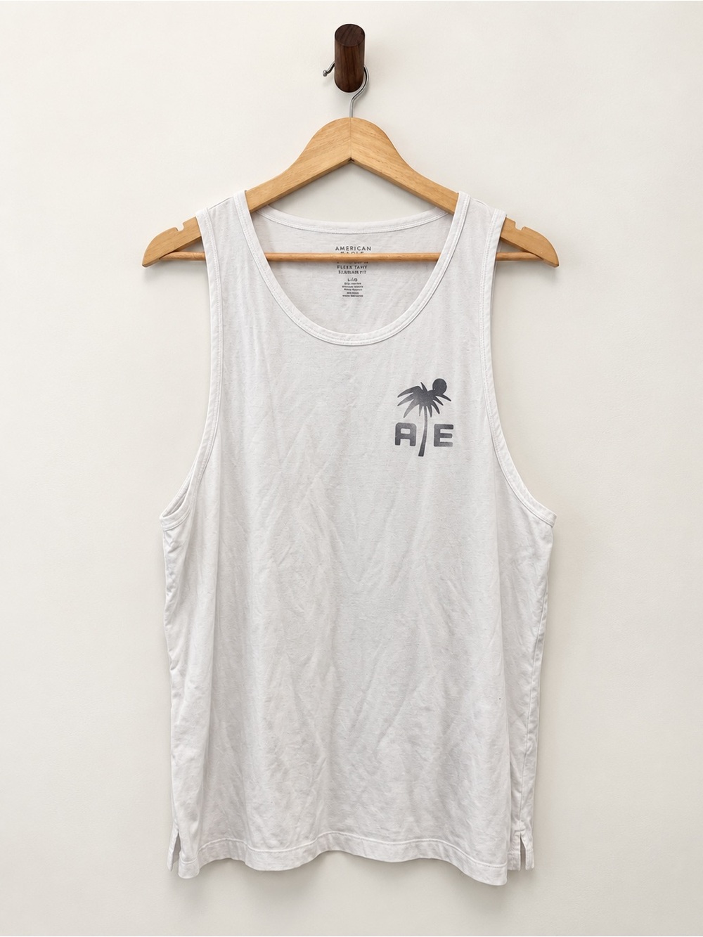 American Eagle Men’s Large Gray Palm Tree Graphic Tank Top Super Soft